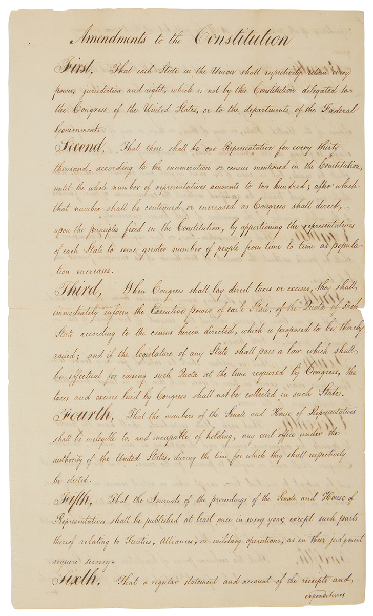 The Bill of Rights (The Constitution of the United States) - Encyclopedia  Virginia